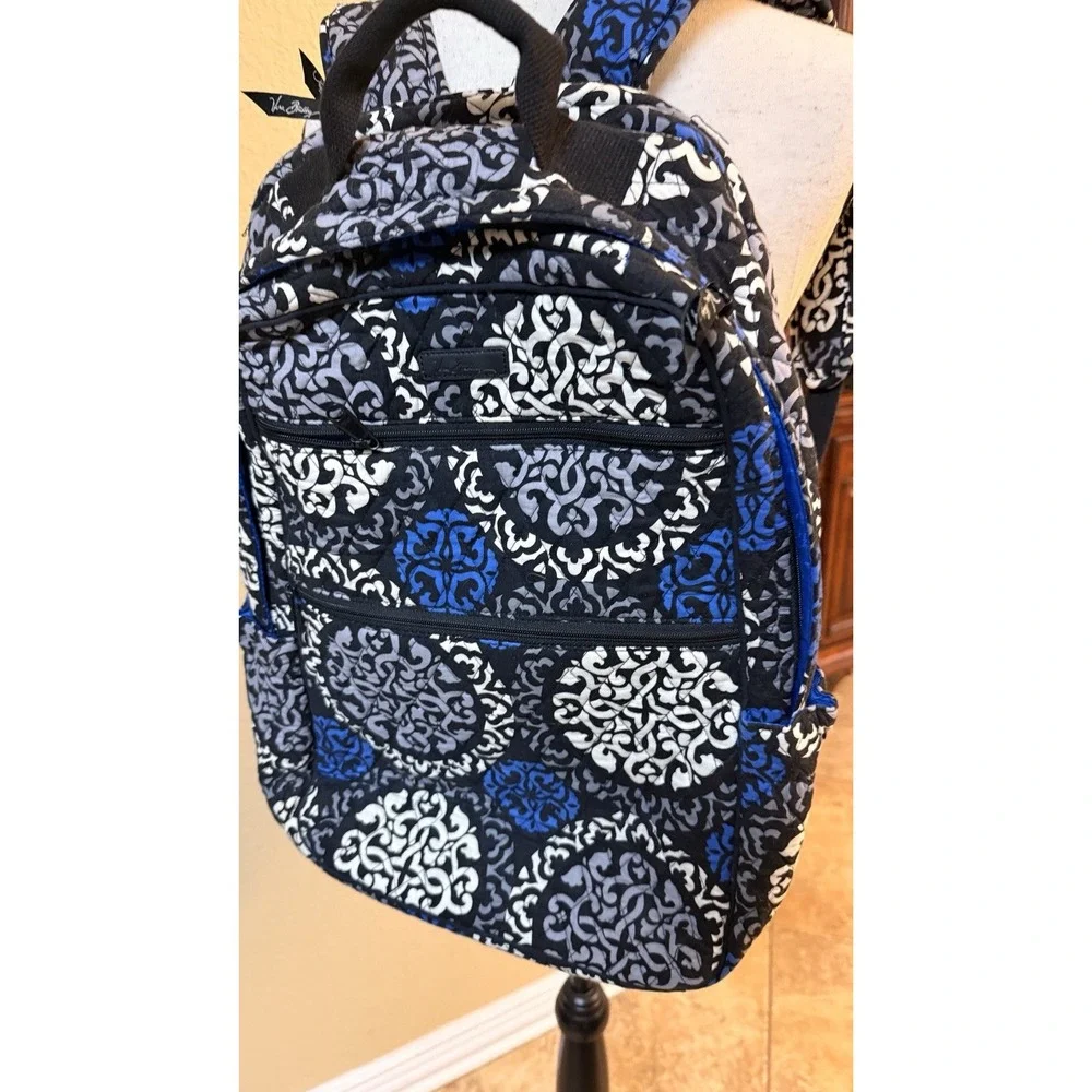 Vera Bradley Canterberry Cobalt Laptop Backpack Bookbag Travel School Quilted